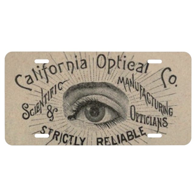 Eye Antique Advertising Optical License Plate (Front)