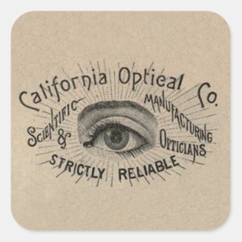 Eye Antique Advertising Optical Square Sticker