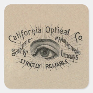 Eye Antique Advertising Optical Square Sticker
