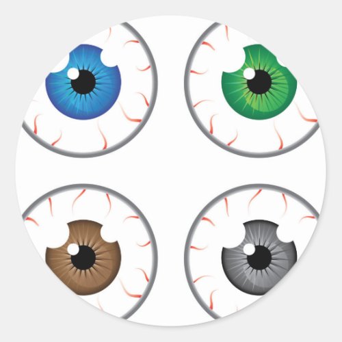 Eye ball blue green brown grey classic round sticker