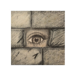 "Eye Behind Wall" Wood Wall Art