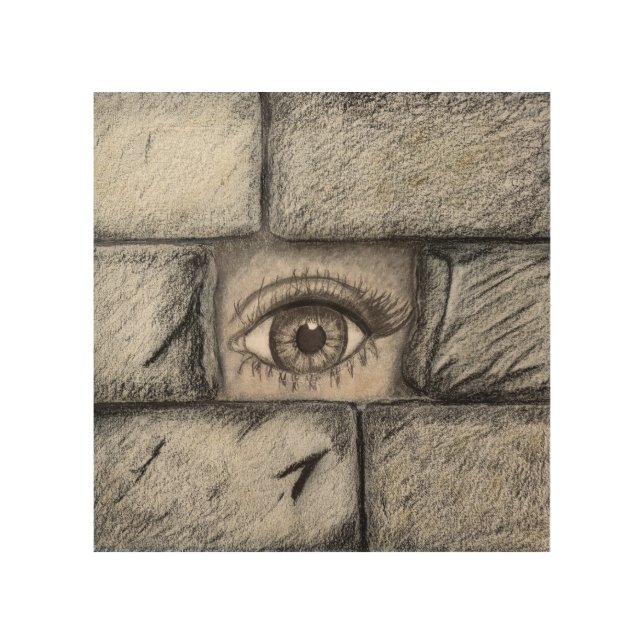 "Eye Behind Wall" Wood Wall Art (Front)