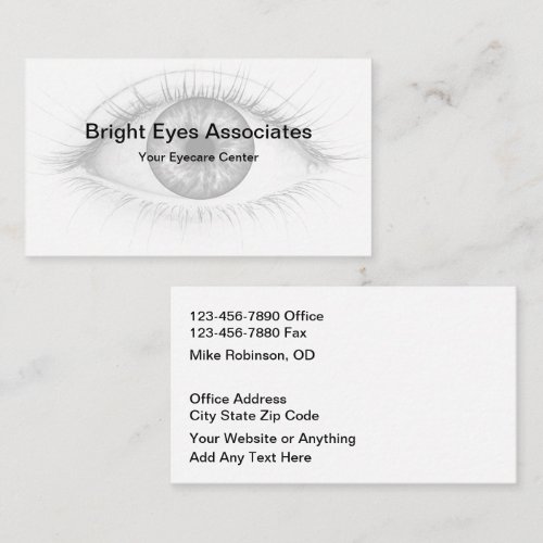 Eye Care Ophthalmologist Medical Office Business Card