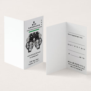 Eye Care Specialist Phoropter Appointment Reminder Business Card