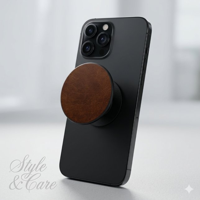 Eye Cashing Brown Leather Pattern PopSocket (Eye Cashing Brown Leather Pattern PopSocket)