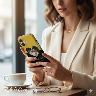 Eye-casing Heart Couple Gold and Black Tough iPhone 17 Case