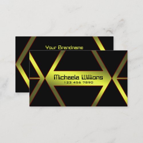 Eye Catcher Black Geometric Yellow Shimmer Modern Business Card