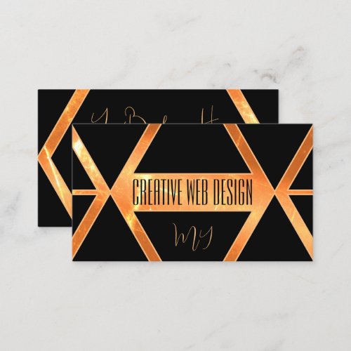 Eye Catcher Coral Black Geometric with Monogram Business Card