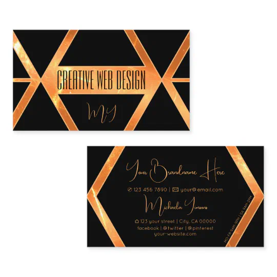 Eye Catcher Coral Black Geometric with Monogram Business Card Eye Catcher Coral Black Geometric with Monogram Business Card