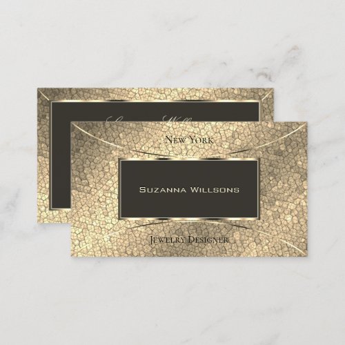 Eye Catcher Gold Snake and Dark Brown Stylish Chic Business Card