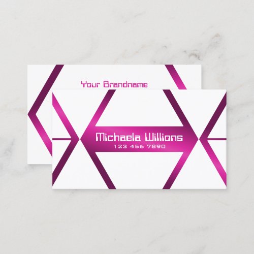 Eye Catcher White Geometric Shimmery Pink Stylish Business Card