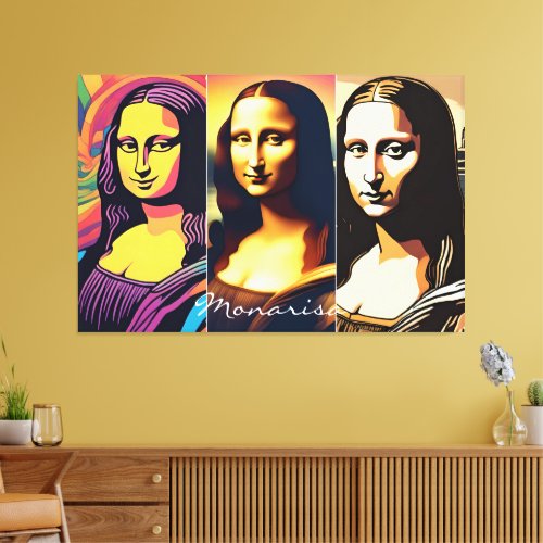 eye_catching 3 Mona Lisas art canvas on your wall