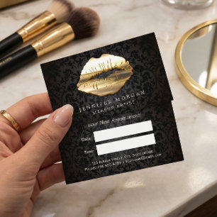 Eye Catching 3D Black Gold Lips Appointment Card