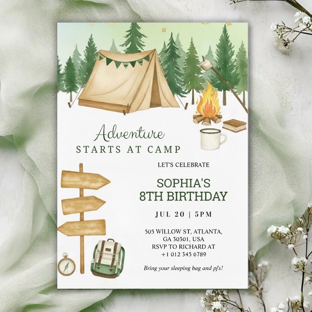 Eye catching birthday Invitation in camping vibe  (Creator Uploaded)