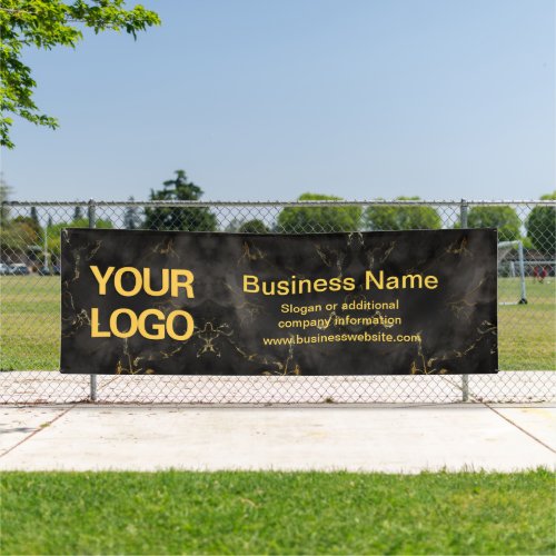 Eye_catching Black and Gold Marble Business Slogan Banner