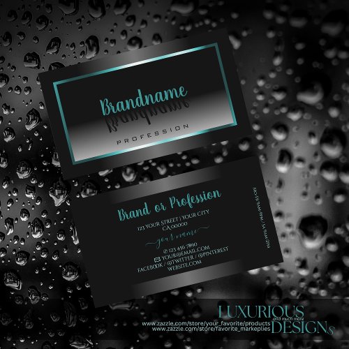 Eye Catching Black and White Gradient Teal Frame Business Card