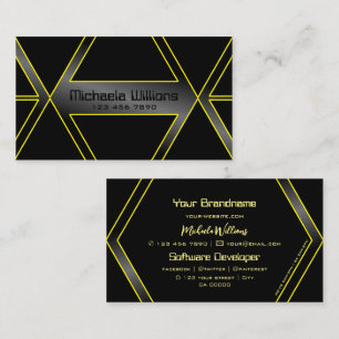 Eye Catching Black and Yellow Flashy Geometric Business Card