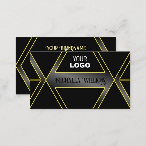 Eye Catching Black and Yellow Flashy with Logo Business Card