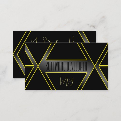 Eye Catching Black and Yellow Flashy with Monogram Business Card