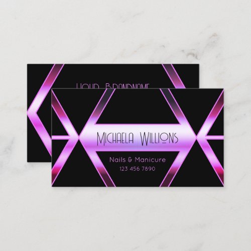 Eye Catching Black Geometric Pink Purple Shimmer Business Card