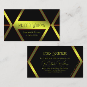 Eye Catching Black Geometric Yellow Shimmer Flashy Business Card