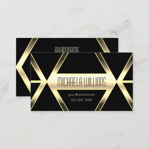 Eye Catching Black Light Golden Geometric Elegant Business Card
