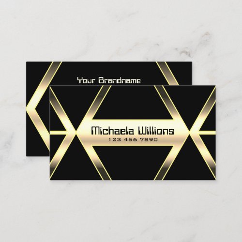Eye Catching Black Light Golden Geometric Shimmery Business Card