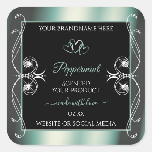 Eye Catching Black Mint Teal Product Labels Jewels