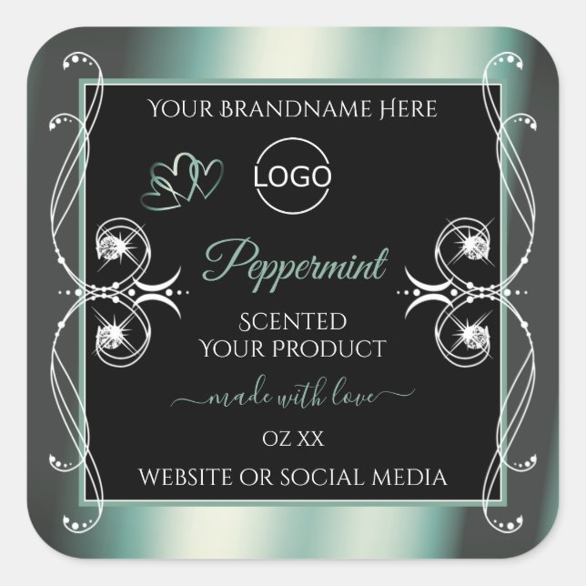 Eye Catching Black Mint Teal Product Labels Logo (Front)