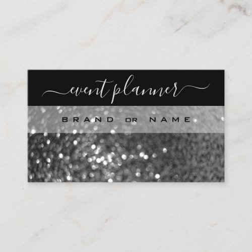 Eye Catching Black Silver Sparkle Glitter Shimmery Business Card