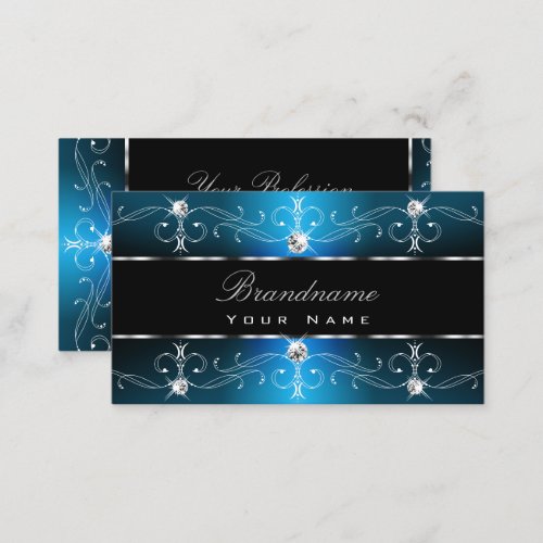 Eye Catching Black Teal Ornate Borders Ornaments Business Card