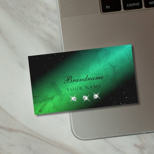 Eye Catching Black Teal Sparkling Jewels Flashy Business Card