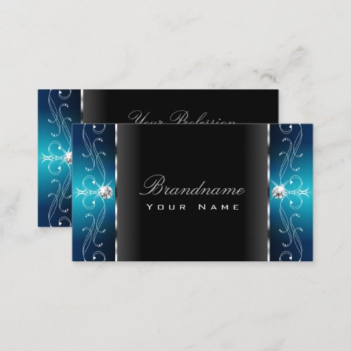 Eye Catching Black Teal Squiggled Jewels Ornaments Business Card