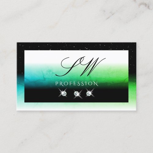 Eye Catching Black White and Teal Monogram Jewels Business Card