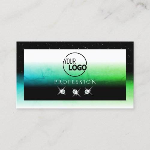 Eye Catching Black White and Teal with Logo Jewels Business Card