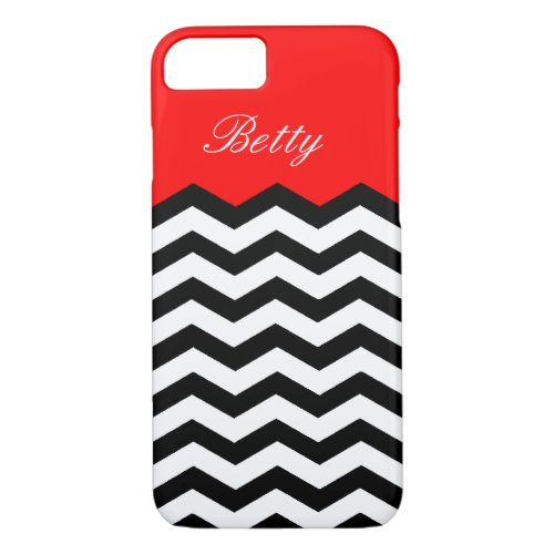 Eye_Catching Black White Chevron on Strawberry Red iPhone 87 Case