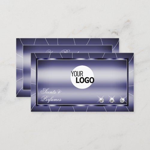 Eye Catching Blue Modern with Diamonds and Logo Business Card