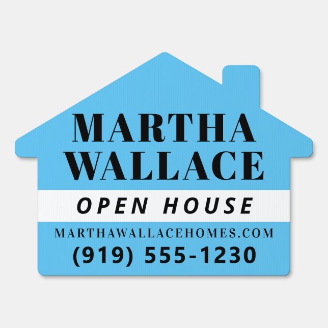 Eye Catching Blue Real Estate Agent Open House Sign (Front)