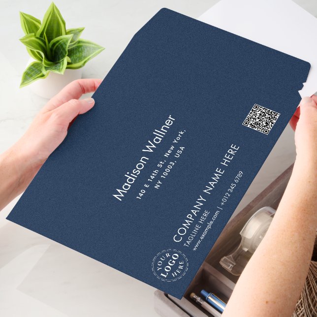 Eye-Catching Blue Texture Custom Details Envelope Mailers (Desk)