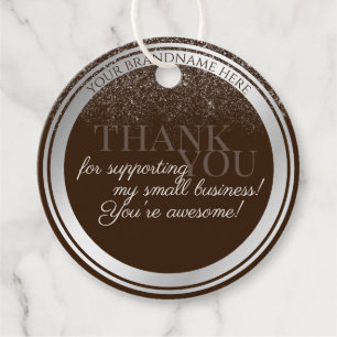 Eye Catching Brown and Silver Packaging Thank You Favor Tags