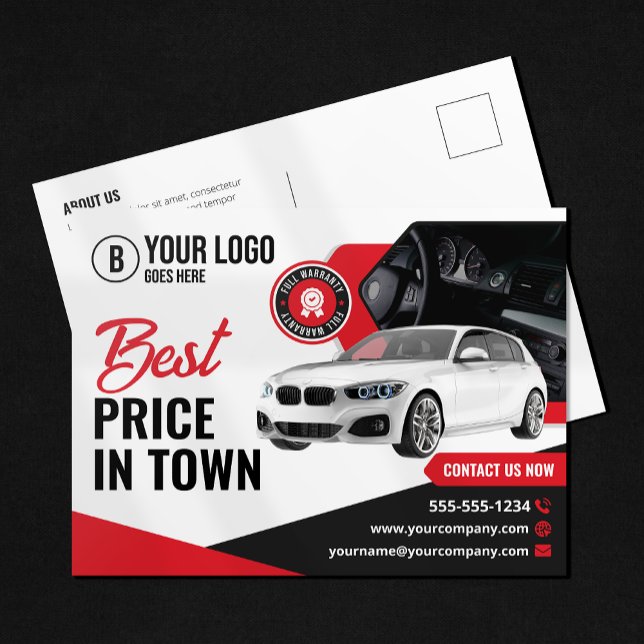 Eye-Catching Car Dealership Car Rental Car Hire  Postcard (Creator Uploaded)