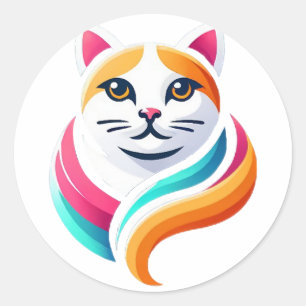 Eye catching cat graphic design with smooth color classic round sticker