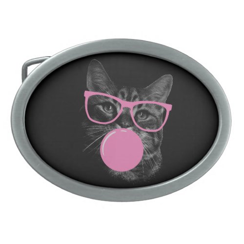 eye_catching cat pink glasses and chewing gum belt buckle