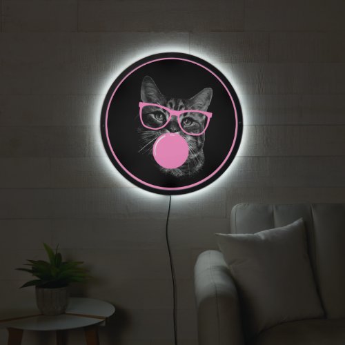 eye_catching cat pink glasses and chewing gum LED sign