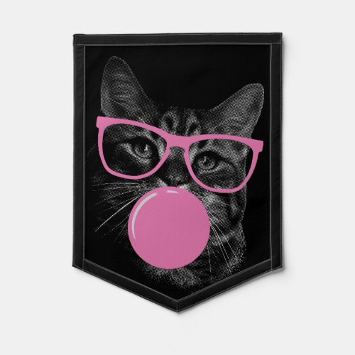 eye_catching cat pink glasses and chewing gum pennant