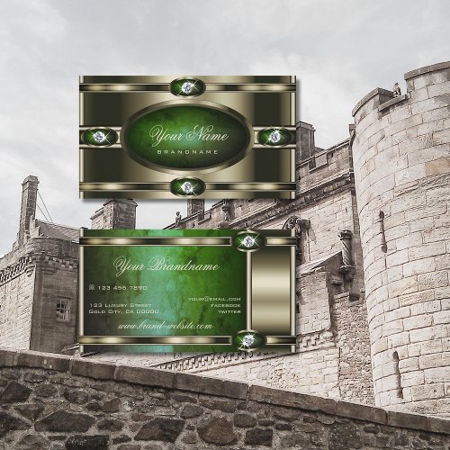Eye Catching Chrome Effect with Dark Green Marble Business Card