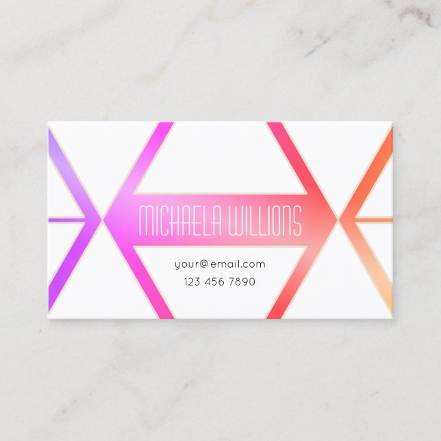 Eye Catching Colorful with White Geometric Modern Business Card (Front)