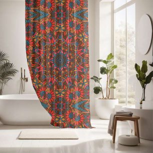 Eye-catching colourful mandala seamless pattern shower curtain