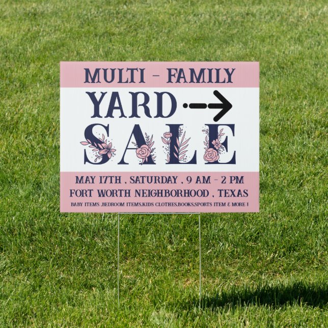 Eye Catching Custom Multi Family Yard Sale Sign (Insitu)