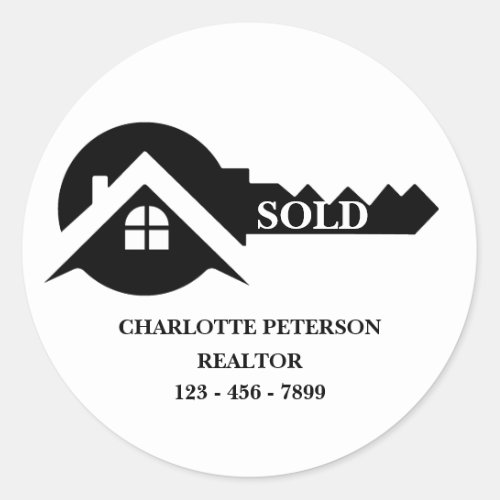 Eye_Catching Custom Real Estate Sold Classic Round Sticker